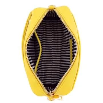 FashionPuzzle Triple Zip Small Crossbody Bag in Mustard Yellow