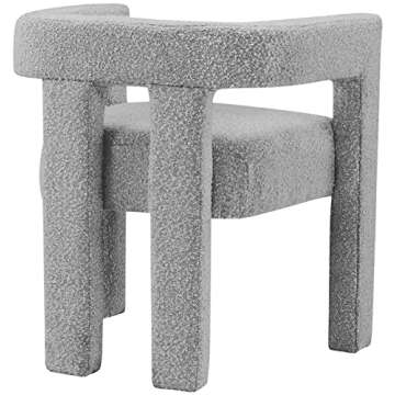 Meridian Furniture Athena Collection Modern | Contemporary Boucle Fabric Upholstered Accent | Dining Chair, 25" W x 21" D x 27" H, Grey