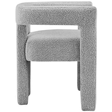 Meridian Furniture Athena Collection Modern | Contemporary Boucle Fabric Upholstered Accent | Dining Chair, 25" W x 21" D x 27" H, Grey