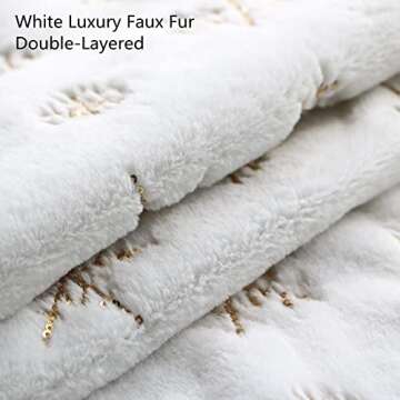 LOMOHOO Christmas Tree Skirt Large White&Gold Luxury Faux Fur with Snowflakes Tree Skirt Christmas Decorations Plush Tree Skirts Xmas Ornaments (Gold Snowflakes, 48 inches/122cm)