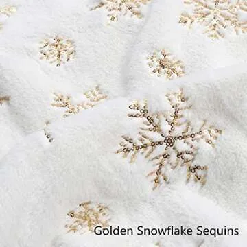 LOMOHOO Luxury Faux Fur Christmas Tree Skirt With Snowflakes