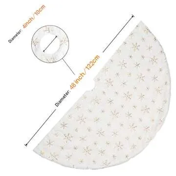LOMOHOO Luxury Faux Fur Christmas Tree Skirt With Snowflakes