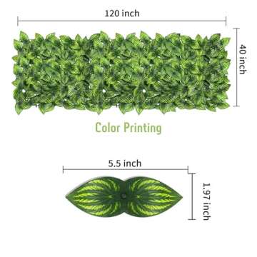 Artificial Ivy Privacy Fence Screen, 120x40 Inch Artificial Faux Ivy Hedge, Expandable Faux Privacy ...