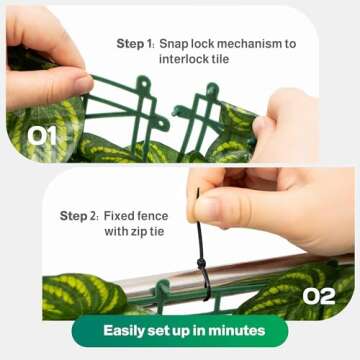 Artificial Ivy Privacy Fence Screen, 120x40 Inch Artificial Faux Ivy Hedge, Expandable Faux Privacy Fence with 80 pcs Zip Ties Decoration for Outdoor Garden, Color Printing Watermelon Leaves