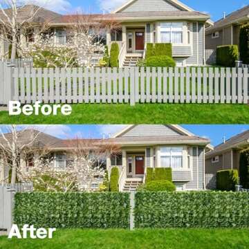 Artificial Ivy Privacy Fence Screen, 120x40 Inch Artificial Faux Ivy Hedge, Expandable Faux Privacy Fence with 80 pcs Zip Ties Decoration for Outdoor Garden, Color Printing Watermelon Leaves