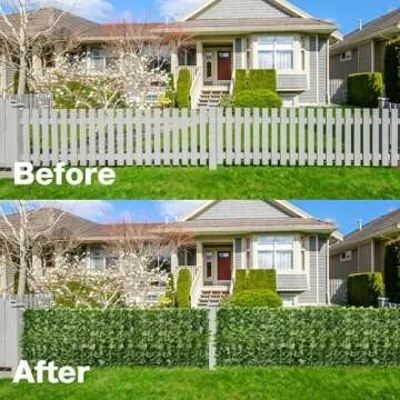 Artificial Ivy Privacy Fence Screen, 120x40 Inch Artificial Faux Ivy Hedge, Expandable Faux Privacy Fence with 80 pcs Zip Ties Decoration for Outdoor Garden, Color Printing Watermelon Leaves