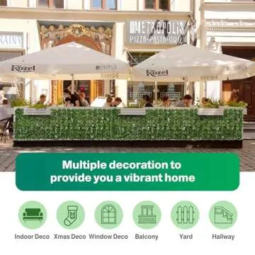 Artificial Ivy Privacy Fence Screen, 120x40 Inch Artificial Faux Ivy Hedge, Expandable Faux Privacy Fence with 80 pcs Zip Ties Decoration for Outdoor Garden, Color Printing Watermelon Leaves