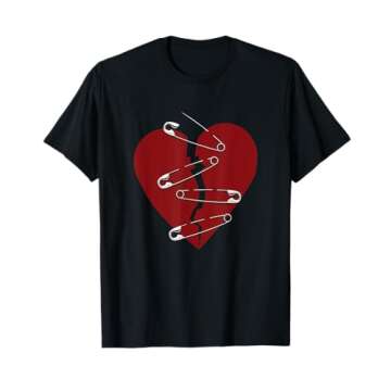 Broken heart and safety pins T-Shirt