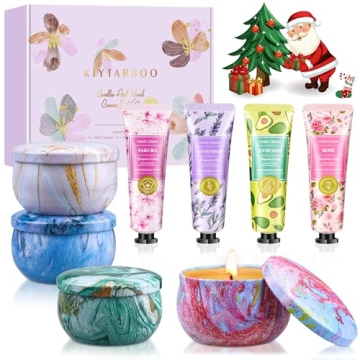 Gift Baskets for Women: Unique Candles & Hand Cream Lotion Gifts Set, Christmas Gifts for Women, Rel...