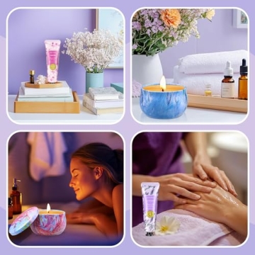 Gift Baskets for Women: Unique Candles & Hand Cream Lotion Gifts Set, Christmas Gifts for Women, Relaxing Spa Holiday Gift Set, Personalized Birthday Gift for Mom Wife Coworkers Nurse Friends Teacher