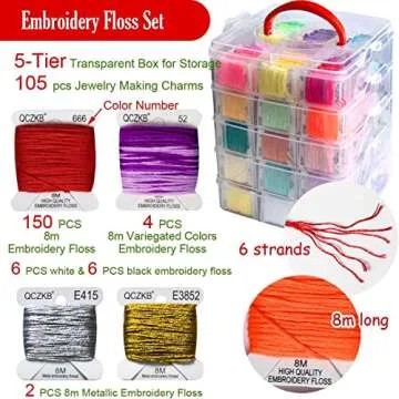 301 Embroidery Floss Set with 5-Tier Organizer for Crafts
