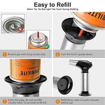 Ideapro Refillable Butane Kitchen Torch for All Cooking Needs