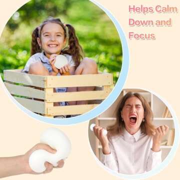Anboor Jumbo Stress Ball for Adults and Kids,White Giant Squishies Stress Ball Change Colors in The ...