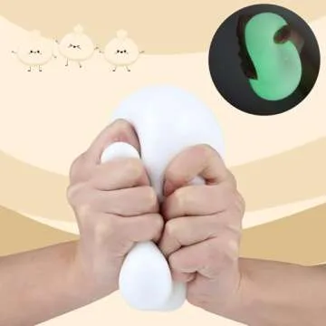 Anboor Jumbo Stress Ball for Adults and Kids,White Giant Squishies Stress Ball Change Colors in The Dark,Large Sensory Squeeze Ball Relief Stress for Boy Girl