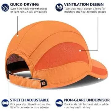 GADIEMKENSD Hats for Women Running Cap Summer Sun Hat Dri Fit Workout Cooling Hats Hat Hiking for Golf Hiking Outdoor Camping Gym Tennis Travel Cycling Horse Fishing Walking Orange M