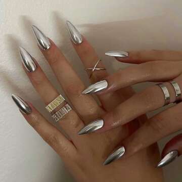 Qsnidy Chrome Press On Nails - Stylish & Easy Wear