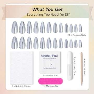 Qsnidy Chrome Press On Nails - Stylish & Easy Wear