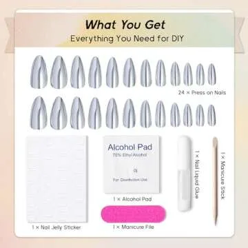 Qsnidy Chrome Press On Nails - Stylish & Easy Wear