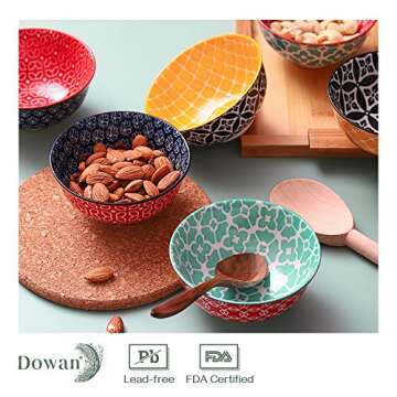 DOWAN Colorful Ice Cream Bowls Set of 6 for Snacks