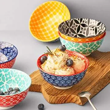 DOWAN Colorful Ice Cream Bowls Set of 6 for Snacks