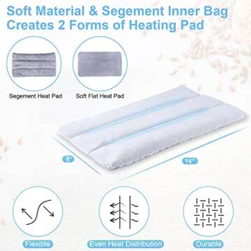 SuzziPad Heating Pad Microwavable with Washable Cover, 8 x 14" Heat Pad for Pain Relief, Heat Pack for Neck, Shoulder, Back, Knee, Cramps, Joint Pain and Muscle Ache, Moist Warm Compress (Grey)