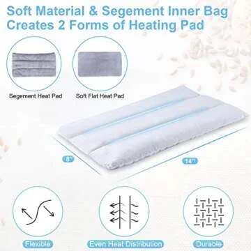 SuzziPad Heating Pad Microwavable with Washable Cover, 8 x 14" Heat Pad for Pain Relief, Heat Pack for Neck, Shoulder, Back, Knee, Cramps, Joint Pain and Muscle Ache, Moist Warm Compress (Grey)