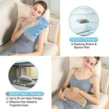 SuzziPad Heating Pad Microwavable with Washable Cover, 8 x 14" Heat Pad for Pain Relief, Heat Pack for Neck, Shoulder, Back, Knee, Cramps, Joint Pain and Muscle Ache, Moist Warm Compress (Grey)