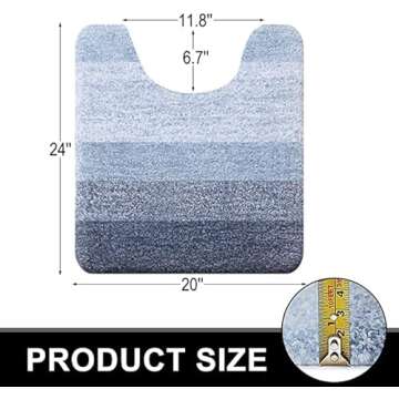 OLANLY Luxury Toilet Rugs U-Shaped 24x20, Extra Soft and Absorbent Microfiber Bathroom Rugs, Non-Sli...