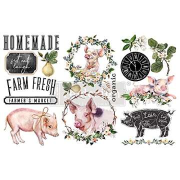Redesign with Prima - Farm Fresh Small Transfers 6"x12" 3 Sheets Rub on Transfers for Furniture Vint...