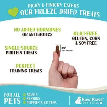 Raw Paws Free-Range Beef Freeze Dried Dog Treats & Cat Treats, 8-oz - Made in USA Raw Freeze Dried Cat Treats - Grass-Fed Cows - Grain, Wheat, Antibiotic-Free Beef Cat Treats - All Natural Pet Snacks