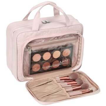 NISHEL Hanging Travel Toiletry Bag, Visible Makeup Organizer, Cosmetic Case for Journey Accessories,...
