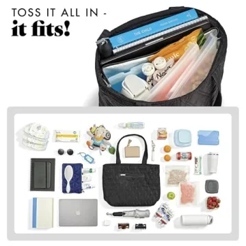 Fit & Fresh Metro 2-in-1 Quilted Tote, Multipurpose Travel and Work Bag with Insulated Cooler Compartment for Women, Laptop-Friendly, Thermal Insulated, Perfect for Office, Nurse, Teacher