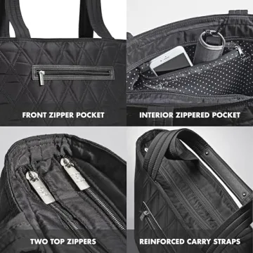 Fit & Fresh Metro 2-in-1 Quilted Tote, Multipurpose Travel and Work Bag with Insulated Cooler Compartment for Women, Laptop-Friendly, Thermal Insulated, Perfect for Office, Nurse, Teacher