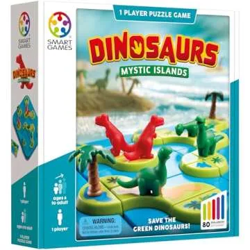 SmartGames Dinosaurs: Mystic Islands Board Game, a Fun, STEM Focused Prehistoric Brain Game and Puzzle Game for Ages 6 and Up