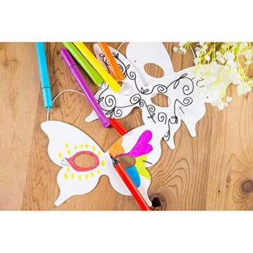 Juvale DIY Butterfly Eye Mask for Masquerade, Madi Grad Party (5.1 x 7.8 In, 48 Pack)