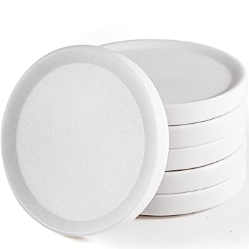 Designer White Marble Coasters Set of 6 for Home & Office