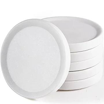 Designer White Marble Coasters Set of 6 for Home & Office