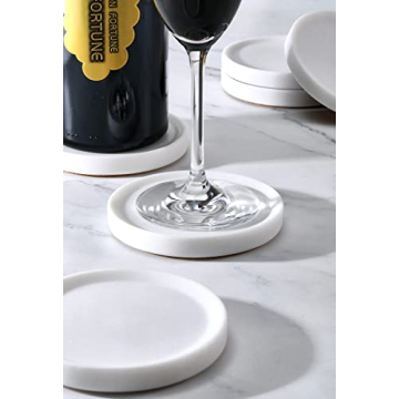 Designer White Marble Coasters Set of 6 for Home & Office