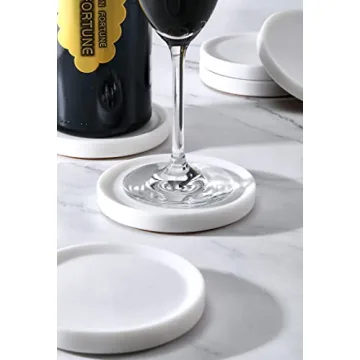 Designer White Marble Coasters Set of 6 for Home & Office