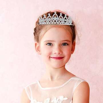 Hicarer 4 Pack Girls Princess Crystal Tiara Crown Silver Metal Rhinestone Crown Headbands Hair Jewelry for Girls Women Birthday Party Wedding Prom Bridal Valentine Christmas Halloween
