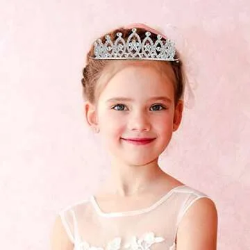 Hicarer 4 Pack Girls Princess Crystal Tiara Crown Silver Metal Rhinestone Crown Headbands Hair Jewelry for Girls Women Birthday Party Wedding Prom Bridal Valentine Christmas Halloween