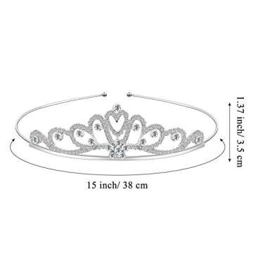Hicarer 4 Pack Girls Princess Crystal Tiara Crown Silver Metal Rhinestone Crown Headbands Hair Jewelry for Girls Women Birthday Party Wedding Prom Bridal Valentine Christmas Halloween