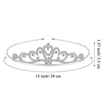 Hicarer 4 Pack Girls Princess Crystal Tiara Crown Silver Metal Rhinestone Crown Headbands Hair Jewelry for Girls Women Birthday Party Wedding Prom Bridal Valentine Christmas Halloween