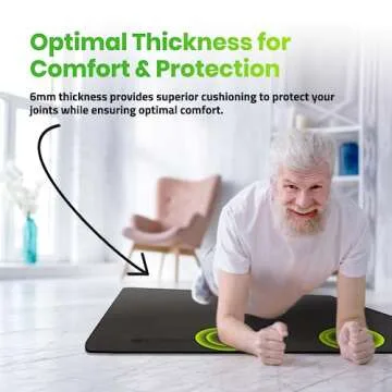 Gogokiwi Large Yoga Mat (6'x4') Extra Wide 1/4 Inch Thick Workout Mat for Home, Non Slip Fitness & Exercise Mat for Home Gym, Yoga, Pilates, Stretching, and Floor (Just Black)