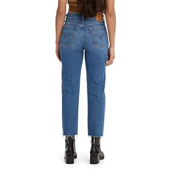 Levi's Women's Premium Wedgie Straight Jeans, (New) Medium Indigo Destructed, 28
