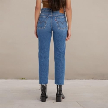 Levi's Women's Premium Wedgie Straight Jeans, (New) Medium Indigo Destructed, 28