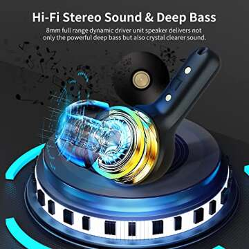 Lanteso True Wireless Earbuds, TWS Bluetooth Earbuds with Mics Clear Call Touch Control Bluetooth Headphones with Bass Sound in Ear Earphones for Music,Home Office