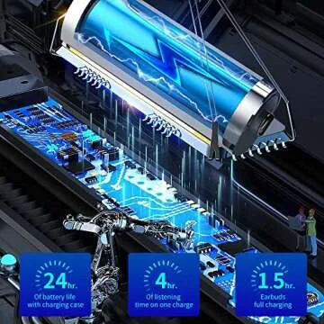 Lanteso True Wireless Earbuds, TWS Bluetooth Earbuds with Mics Clear Call Touch Control Bluetooth Headphones with Bass Sound in Ear Earphones for Music,Home Office