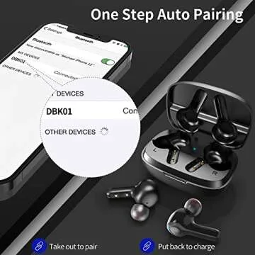 Lanteso True Wireless Earbuds, TWS Bluetooth Earbuds with Mics Clear Call Touch Control Bluetooth Headphones with Bass Sound in Ear Earphones for Music,Home Office