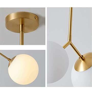 Elegant Mid Century Brass Gold Globe Pendant Light